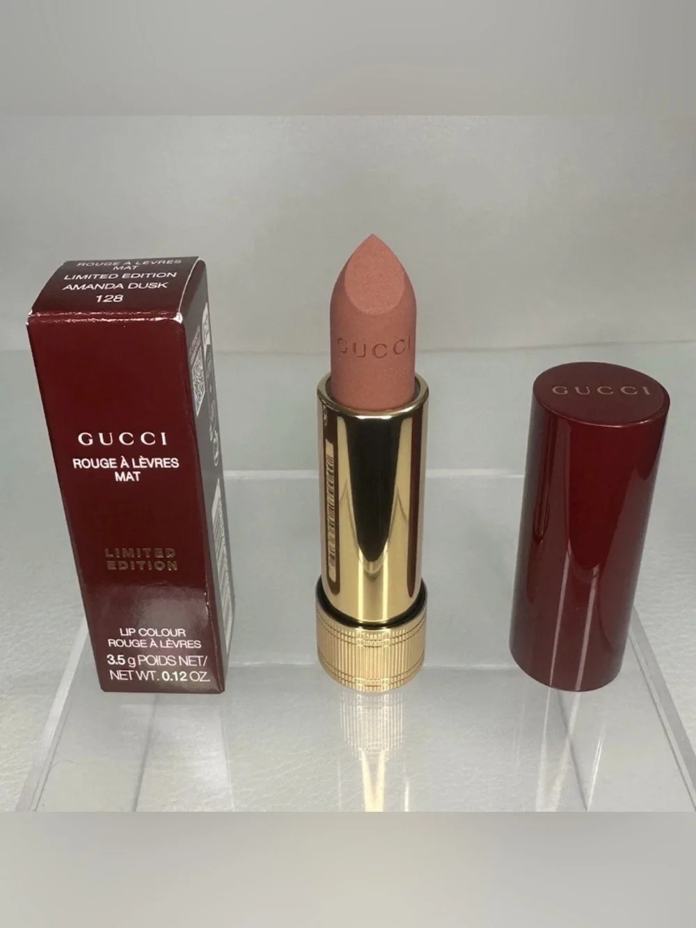 Gucci Rouge à Lèvres Matte Lipstick Stick, Limited Edition Amanda Dusk 128 NIB